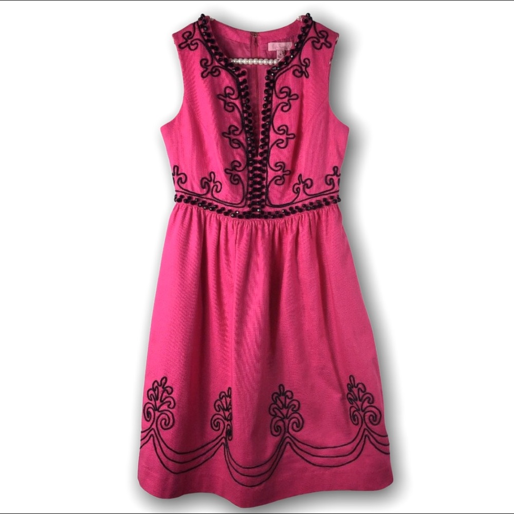 Lilly Pulitzer Alexandra Black Pink Bead Dress
